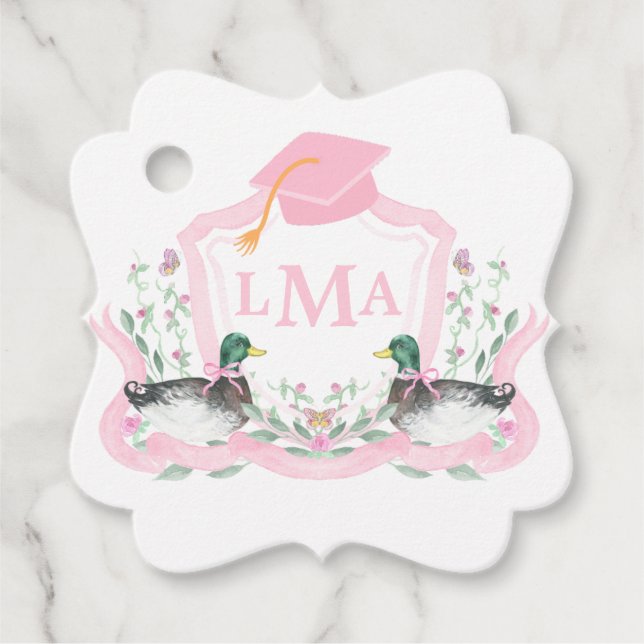 Mallard Duck Monogram Abschluss Wappen Geschenkanhänger (Vorderseite)