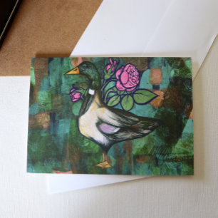 Mallard Duck Nature Lovers Ducks Artwork Rosa Karte