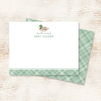 Mallard Duck Preppy Boy Baby Dusche Danke Mitteilungskarte