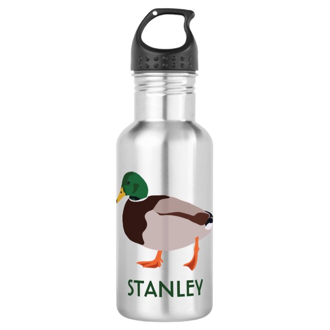 Mallard Duck Realistische Illustration Personalisi Edelstahlflasche (Vorderseite)