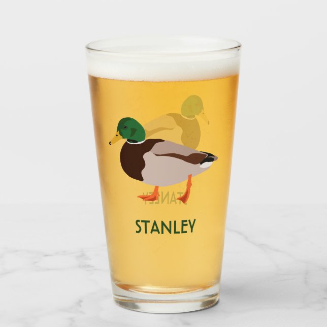 Mallard Duck Realistische Illustration Personalisi Glas (Vorne (Gefüllt))