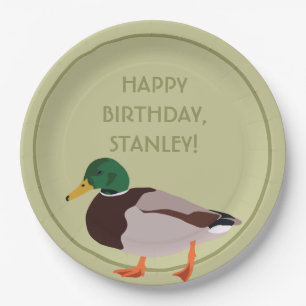 Mallard Duck Realistische Illustration Personalisi Pappteller