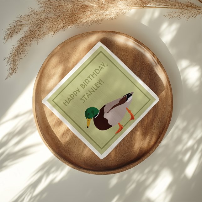 Mallard Duck Realistische Illustration Personalisi Serviette (Von Creator hochgeladen)