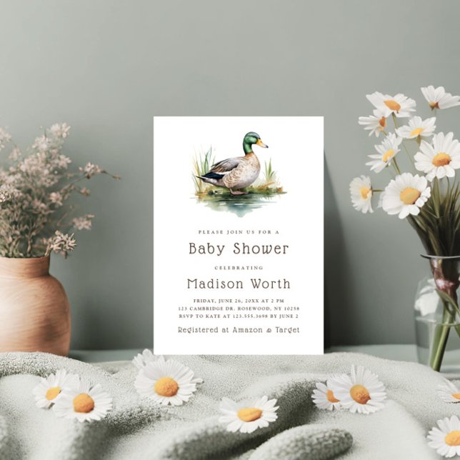 Mallard Duck Sage Green Baby Dusche Einladung (Von Creator hochgeladen)