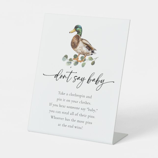 Mallard Duck Say Baby Game Baby Shower Sockelschild (Vorderseite)