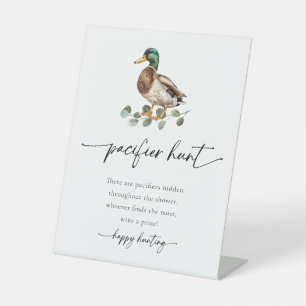 Mallard Duck Schnuller Hunt Game Baby Dusche Sockelschild