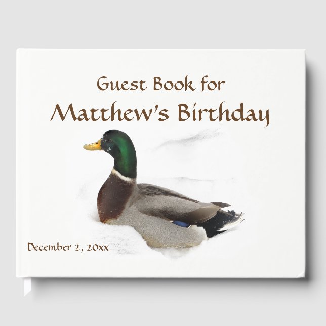 Mallard Duck - Snow Birthday Party Gästebuch (Vorderseite)