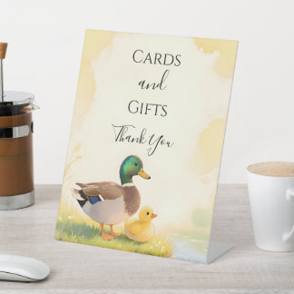 Mallard Duck with Duckling Baby Shower Table Sign Sockelschild