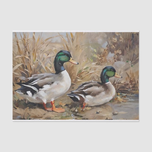 Mallard Ducks Watercolor Decoupage Seidenpapier (Vorderseite)