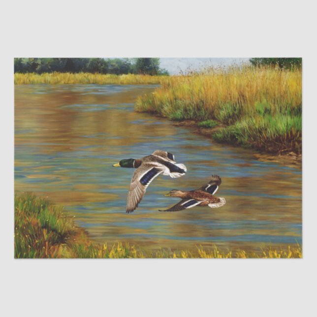 Mallard Encks Flying Birds Seidenpapier (Vorderseite)