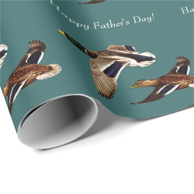 Mallard Encks im Flug Aquamarin Geschenkpapier (Rolleneckpunkt)