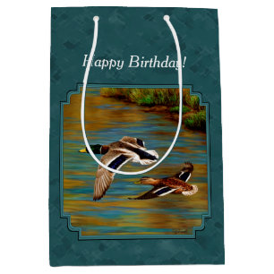 Mallard Encks im Flug Aquamarin Mittlere Geschenktüte