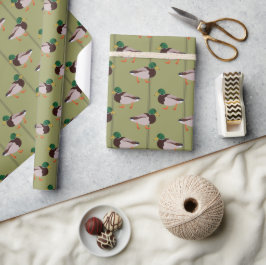Mallard Encks mit Olive Green Strips Geschenkpapier