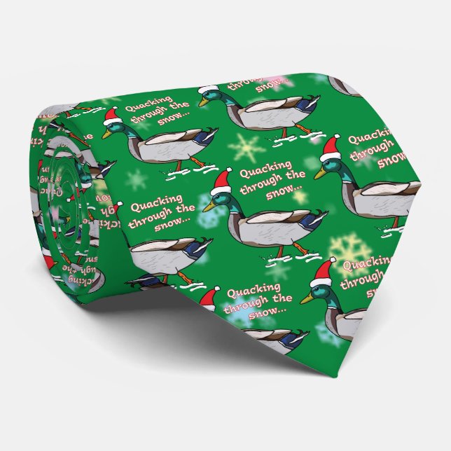Mallard Ente in Weihnachtsmannmütze Quacken durch  Krawatte (Gerollt)