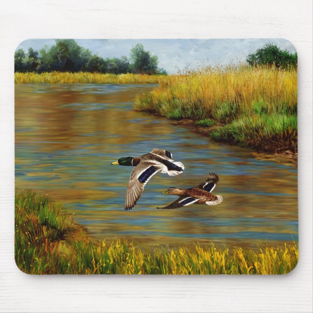 Mallard Enten fliegen über Teich Mousepad (Vorne)