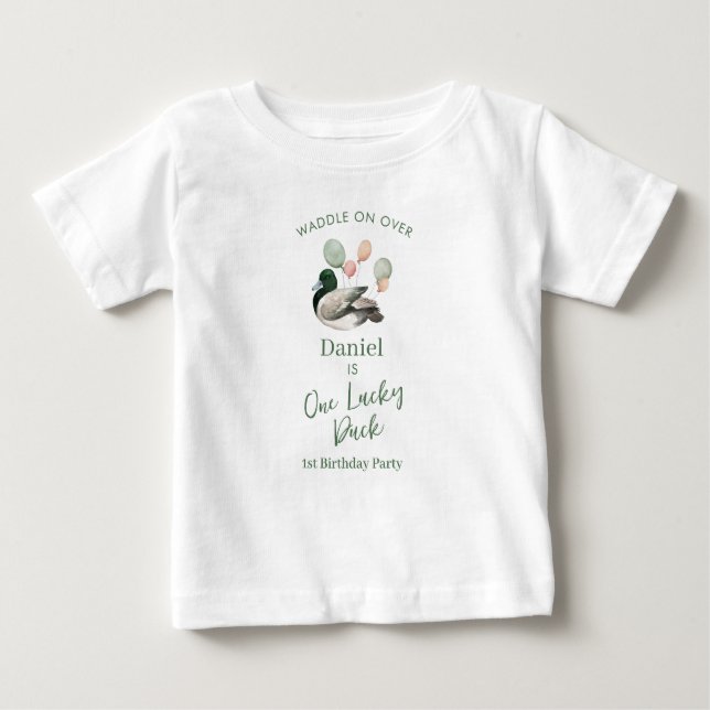 Mallard Lucky Duck 1st Birthday  Baby T-shirt (Vorderseite)