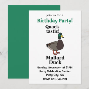 Mallard Quack-Tastische Enten-Geburtstagsfeier Einladung