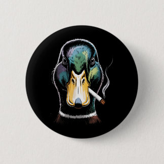 Mallard Smoking Cigarette Meme Funny Mallard Duck Button