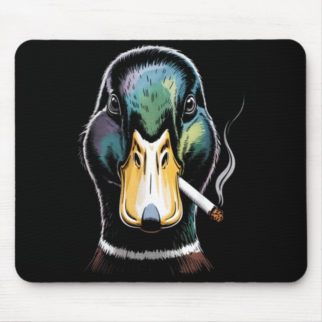 Mallard Smoking Cigarette Meme Funny Mallard Duck Mousepad (Vorne)