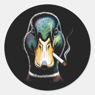 Mallard Smoking Cigarette Meme Funny Mallard Duck Runder Aufkleber