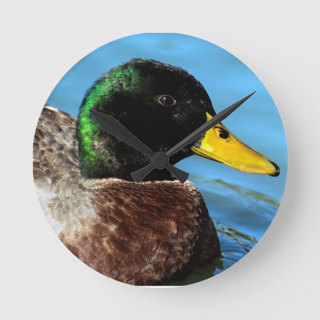 Mallard Up Nah Runde Wanduhr (Vorderseite)
