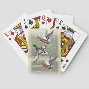 Mallards, die durch den Sumpf fliegen Spielkarten