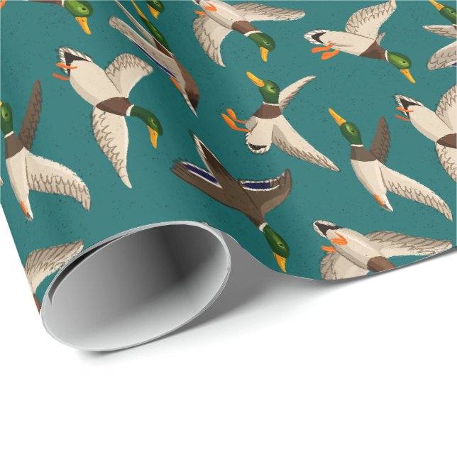 Mallards Gift Wrap Aquamarin Geschenkpapier (Rolleneckpunkt)