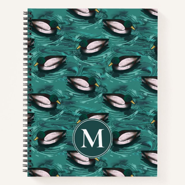 Mallards Schwimmen im Wassermuster Notizbuch (Vorderseite)