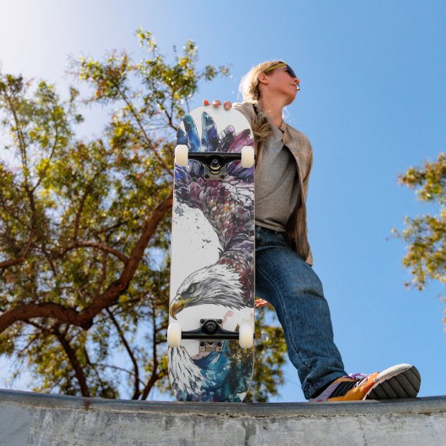 Mallesty Eagle Wasserfarbe Skateboard (Außenbereich 1)
