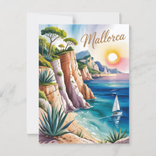 Mallorca Aquarell-Malerei Wasserfarbe Postkarte