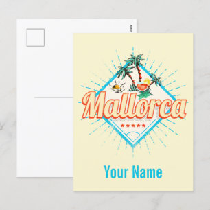 Mallorca Balearen Retro Papagei Vintage Feiertagspostkarte