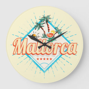 Mallorca Balearen Retro Papagei Vintage Große Wanduhr