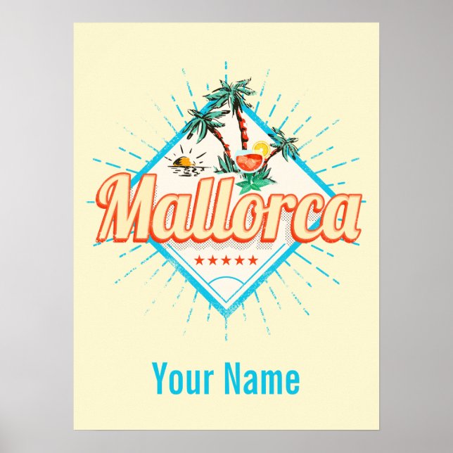 Mallorca Baleareninsel Retro Parrot Vintag Poster (Vorne)