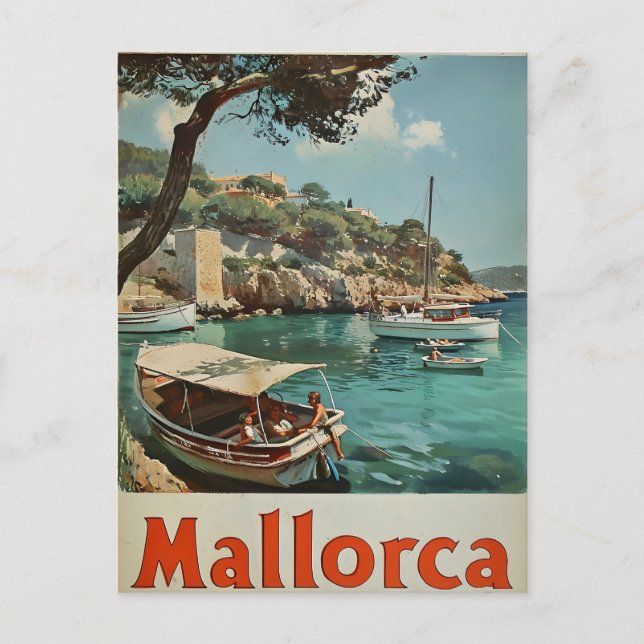Mallorca Coastal Bliss Vintage Postkarte (Vorderseite)