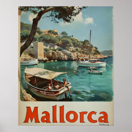 "Mallorca Coastal Bliss Vintage Postkarte" Poster