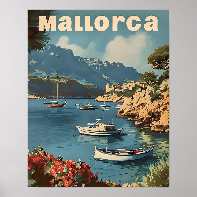 Mallorca Coastal Bliss Vintage Postkarte Poster (Vorne)
