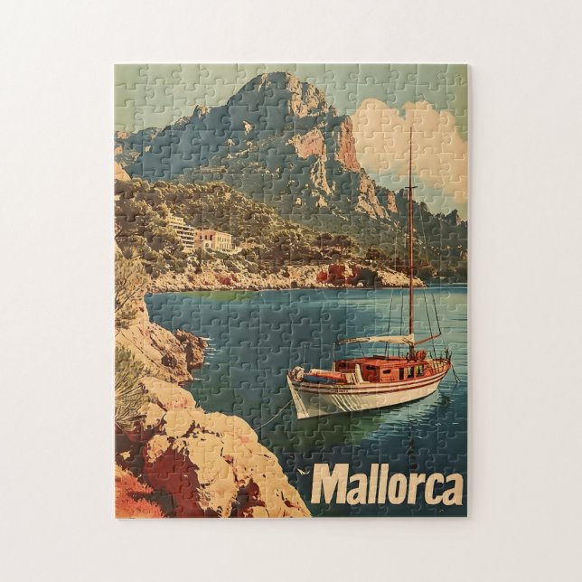 Mallorca Coastal Bliss Vintage Postkarte Puzzle (Vertikal)