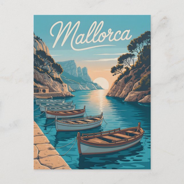 Mallorca Küste Vintag Postkarte (Vorderseite)