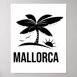 Mallorca Palmenbaum Urlaub Sonnenuntergang Strand Poster