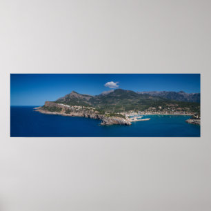 Mallorca - Panorama des Hafens von Soller Poster