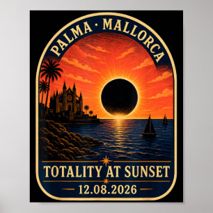 Mallorca Sonnenfinsternis 2026 - Palma Sonnenunter Poster
