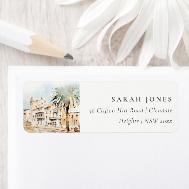 Mallorca Spanien Aquarell Landschaft Adresse (Insitu)