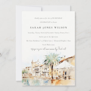 Mallorca Spanien Aquarell Landschaft Geburtstag Einladung
