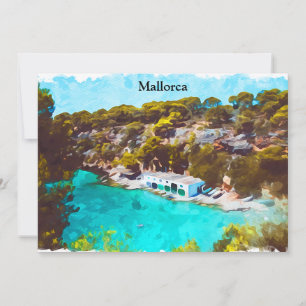 Mallorca Spanien Aquarell Panorama Landschaft Karte