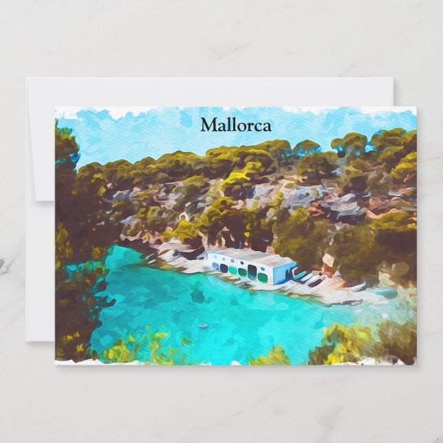 Mallorca Spanien Aquarell Panorama Landschaft Karte (Vorderseite)