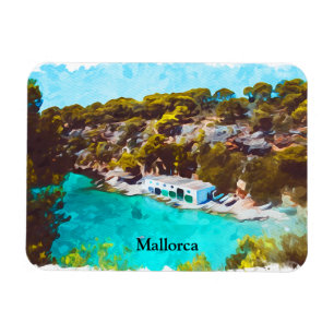 Mallorca Spanien Aquarell Panorama Landschaft Magnet
