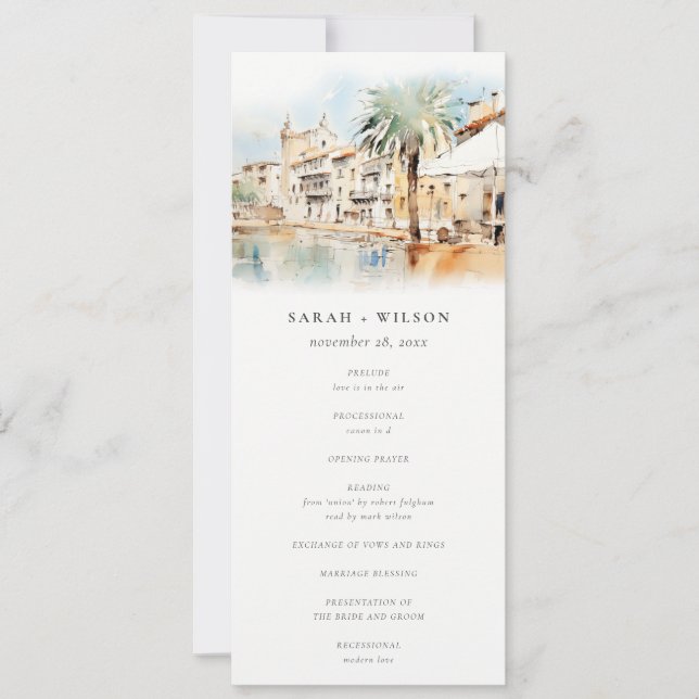 Mallorca Spanien Landschaft Hochzeitsprogramm Einladung (Vorderseite)