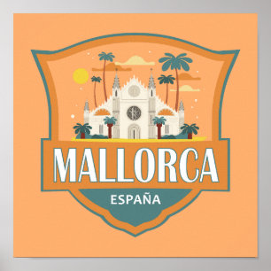 Mallorca Spanien Reise Retro Abzeichen Poster