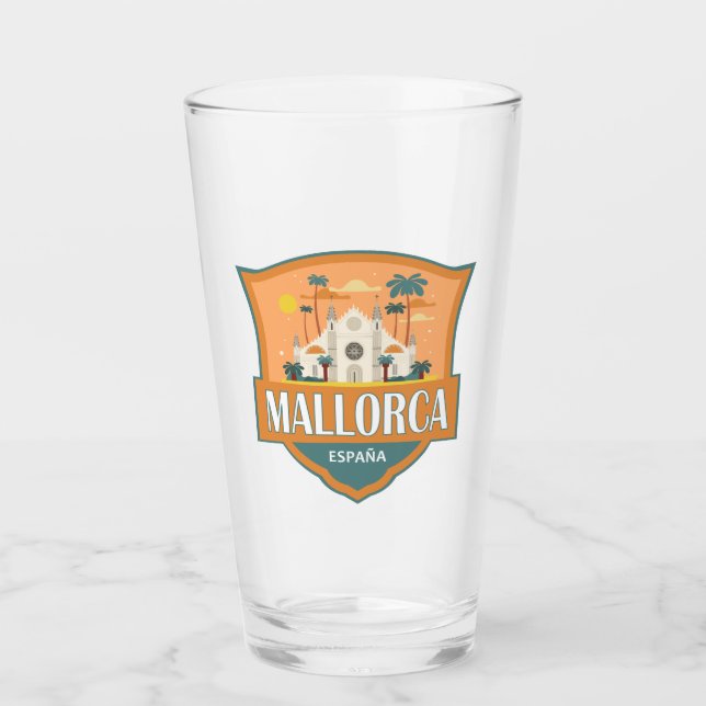 Mallorca Spanien Reisen Retro Abzeichen Glas (Vorderseite)