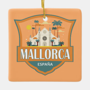 Mallorca Spanien Reisen Retro Abzeichen Keramikornament